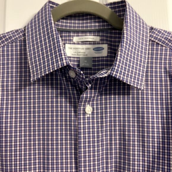 Men’s Old Navy Signature Slim Fit Button-down Shirt Blue Check Size M NWT - Picture 1 of 7